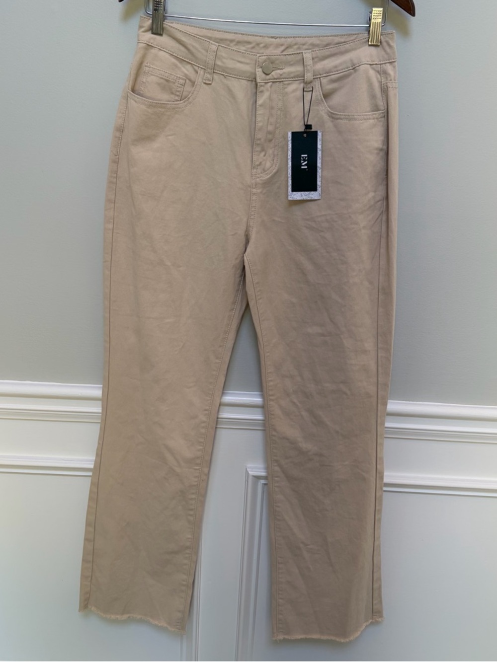 EM Tan Cotton Straight Wide-Leg Lightweight Jeans M